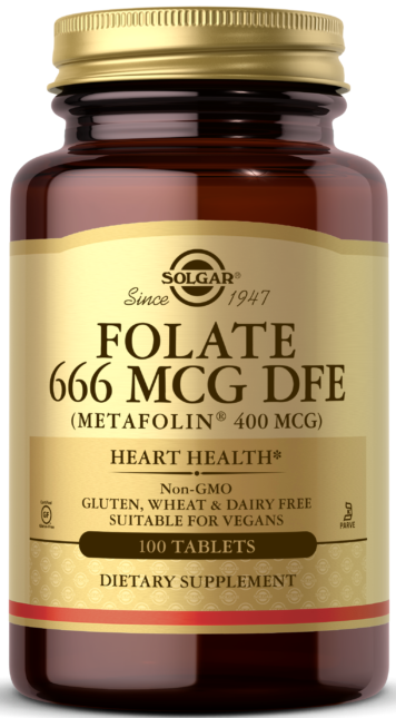 Solgar Folate 666 MCG DFE (Metafolin 400 мкг) Tablets 100 таблеток