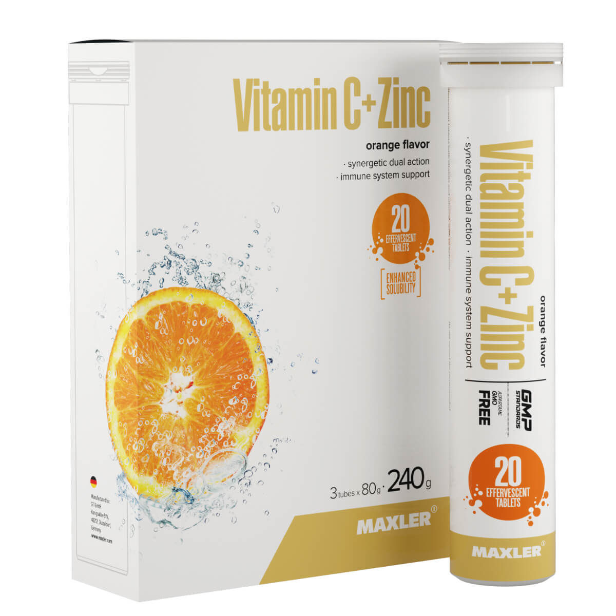 Витамин С + Цинк Maxler Vitamin C + Zinc Effervescent 20 шипучих таблеток