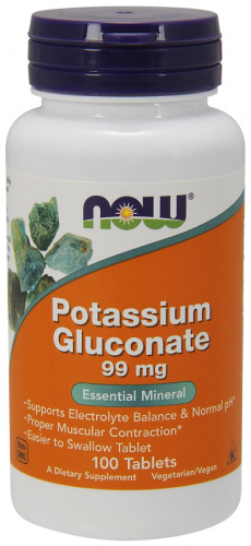 NOW Potassium Gluconate 99 мг 100 таблеток