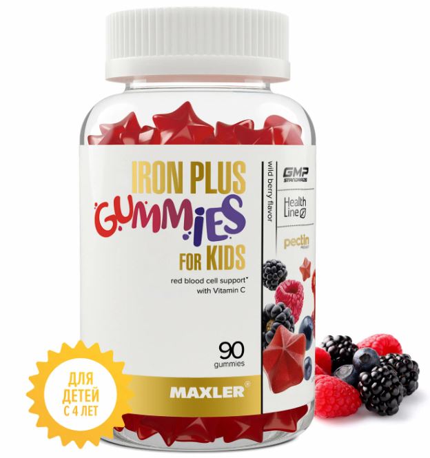Железо для детей Maxler Iron Plus Gummies for Kids 90 мармеладок