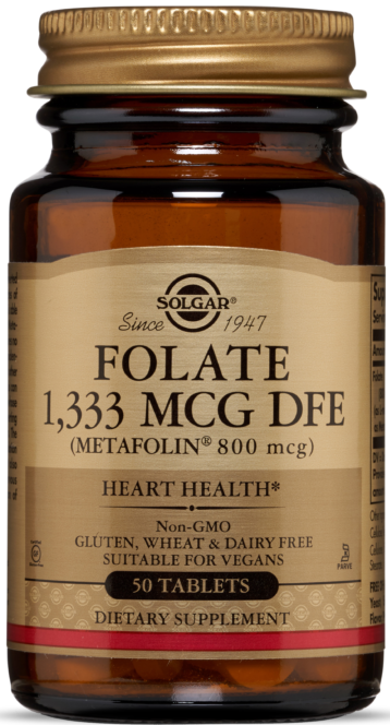 Solgar FOLATE 1,333 MCG DFE (METAFOLIN® 800 MCG) TABLETS 50 таблеток