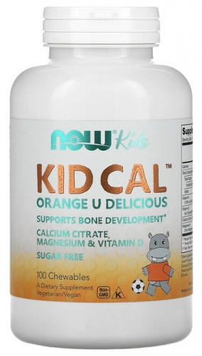 NOW KID CAL детский кальций с витамином Д 100 жев.табл