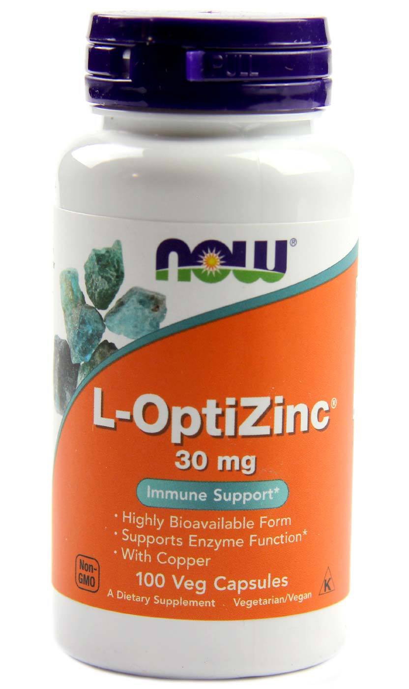 NOW L-OptiZinc 30 мг 100 капсул