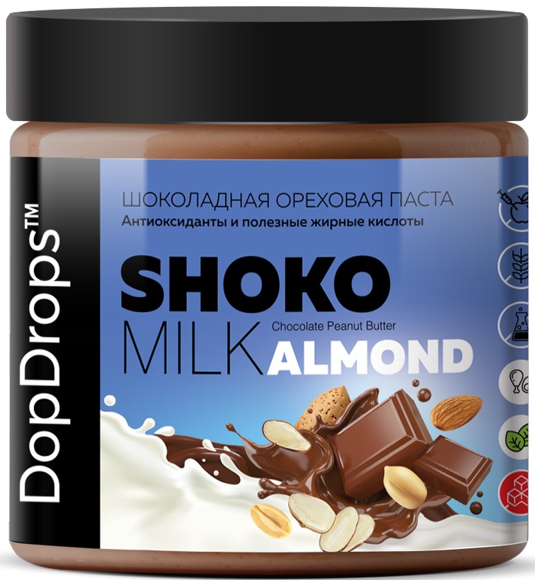 DopDrops Паста ореховая натуральная Shoko Milk Almond 500 грамм