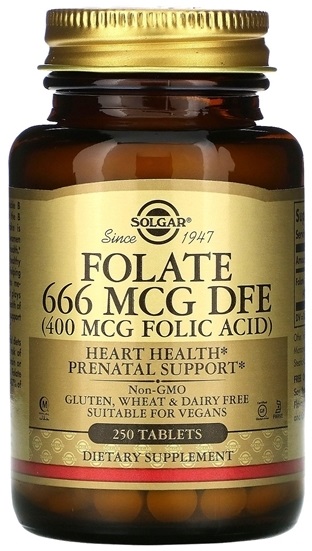 Solgar Folate 666 MCG DFE (FOLIC ACID 400 MCG) Tablets 250 таблеток