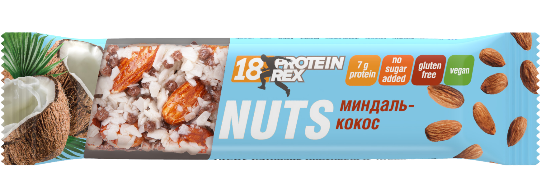ProteinRex Батончик ореховый протеиновый Миндаль-Кокос 1 батончик - 40 грамм