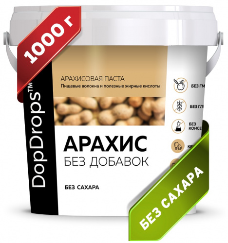 DopDrops Паста арахисовая хрустящая кранч 1000 грамм