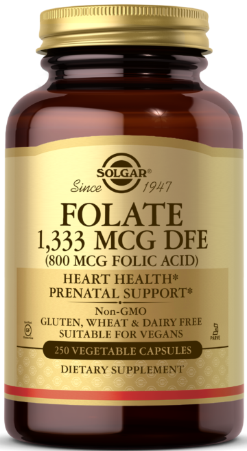Solgar Folate 1,333 MCG DFE (800 MCG FOLIC ACID) Vegetable Capsules 250 капсул