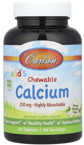 Carlson Kids Calcium Chewable 250 мг (Кальций детский) 60 жевательных таблеток